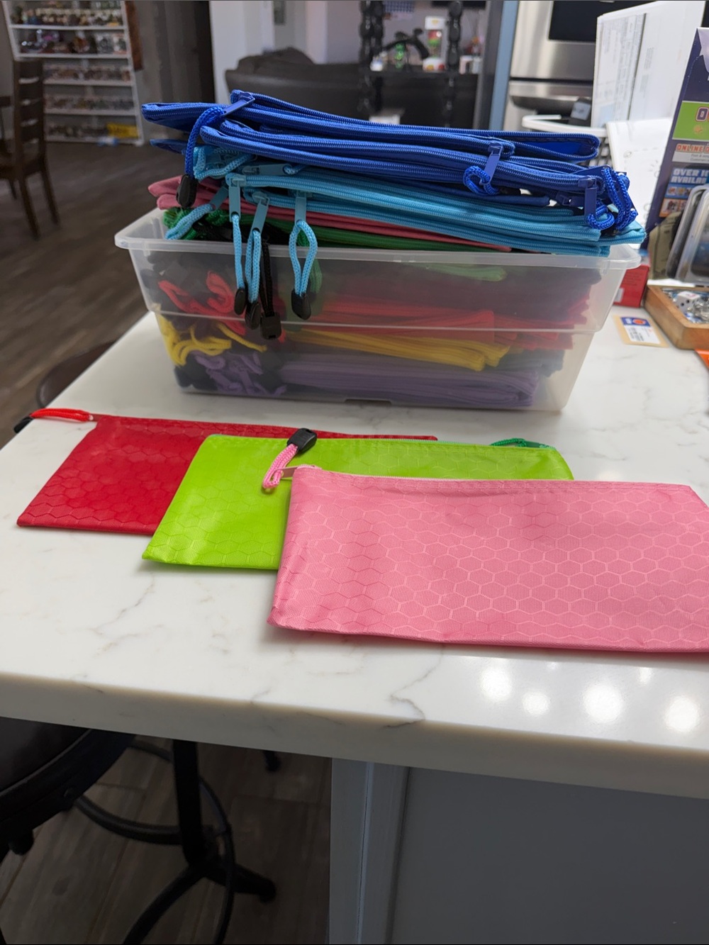 Colorful Zip Pouches Set for Home Storage - Pink, Green, Red and more